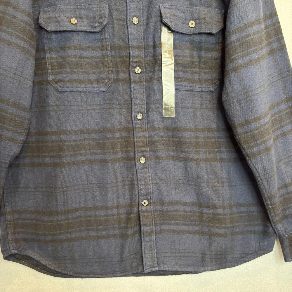 Banana Republic Heavyweight Flannel Shirt Mens Large Blue Black Standard Fit
